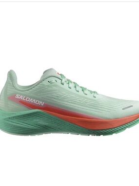 Salomon Women’s Mint Green Athletic Shoe with Coral Accent